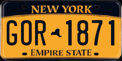NY license plate GOR1871