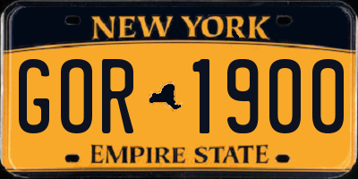 NY license plate GOR1900