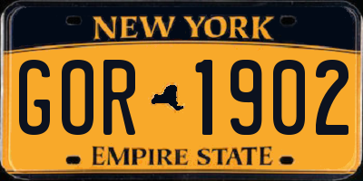 NY license plate GOR1902