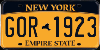 NY license plate GOR1923
