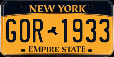 NY license plate GOR1933