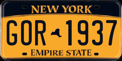NY license plate GOR1937