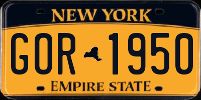 NY license plate GOR1950