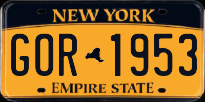 NY license plate GOR1953