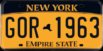 NY license plate GOR1963