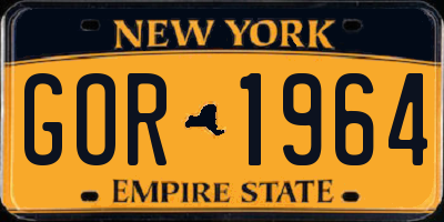 NY license plate GOR1964