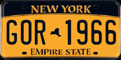 NY license plate GOR1966