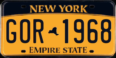 NY license plate GOR1968