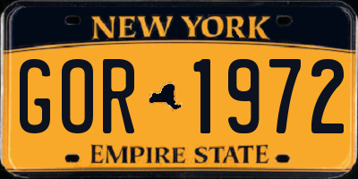 NY license plate GOR1972