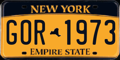 NY license plate GOR1973