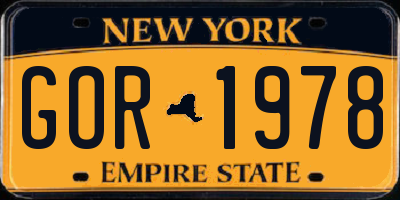 NY license plate GOR1978