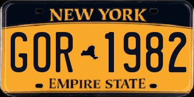 NY license plate GOR1982