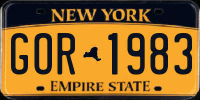 NY license plate GOR1983
