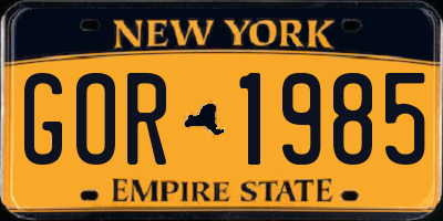 NY license plate GOR1985