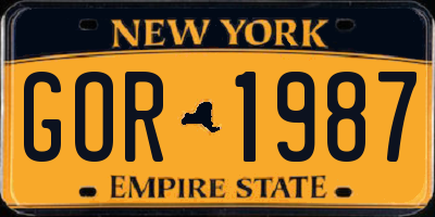 NY license plate GOR1987