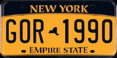 NY license plate GOR1990