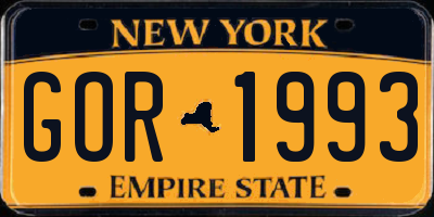 NY license plate GOR1993