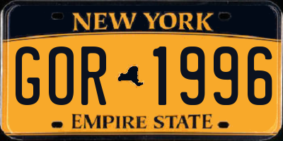 NY license plate GOR1996