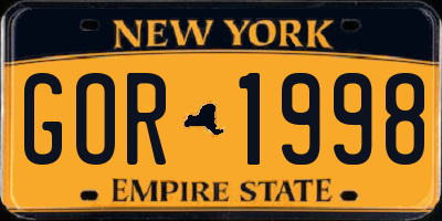 NY license plate GOR1998