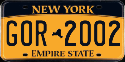 NY license plate GOR2002