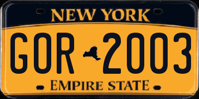 NY license plate GOR2003