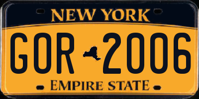 NY license plate GOR2006