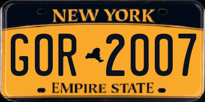 NY license plate GOR2007