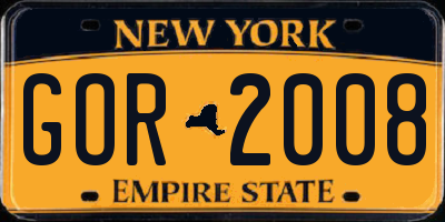 NY license plate GOR2008