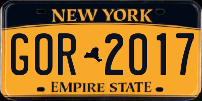 NY license plate GOR2017