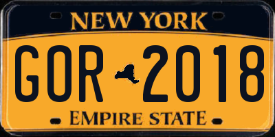 NY license plate GOR2018