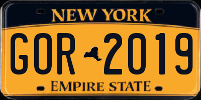 NY license plate GOR2019