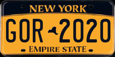 NY license plate GOR2020