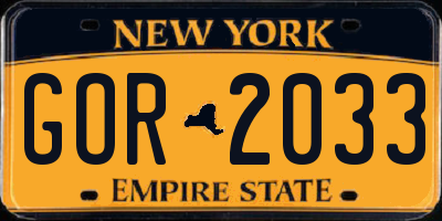NY license plate GOR2033