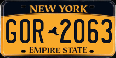 NY license plate GOR2063