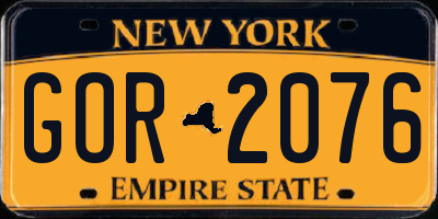 NY license plate GOR2076