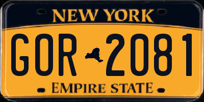 NY license plate GOR2081