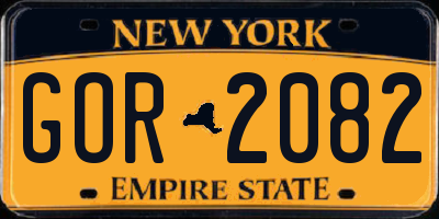 NY license plate GOR2082