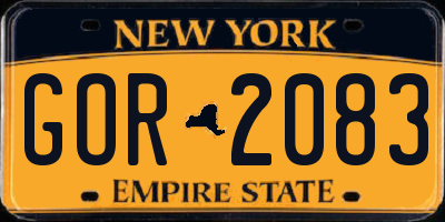 NY license plate GOR2083