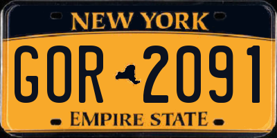 NY license plate GOR2091