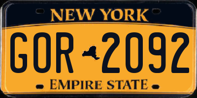 NY license plate GOR2092