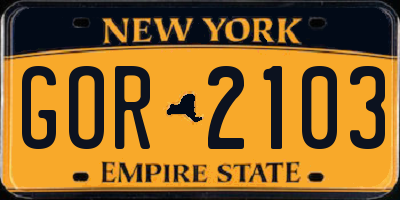 NY license plate GOR2103