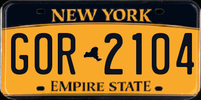 NY license plate GOR2104
