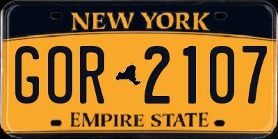 NY license plate GOR2107