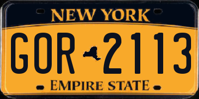 NY license plate GOR2113