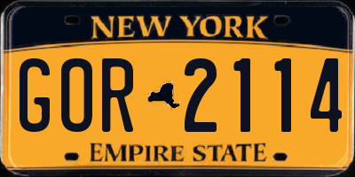 NY license plate GOR2114