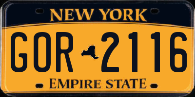 NY license plate GOR2116
