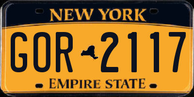 NY license plate GOR2117