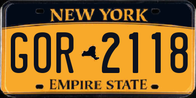 NY license plate GOR2118