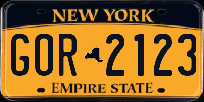 NY license plate GOR2123