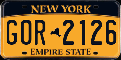 NY license plate GOR2126